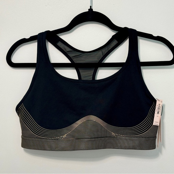 NWT - Victoria's Secret Player Shine Black and Gold Sports Bra - Size: Large - Picture 3 of 7